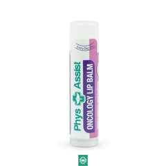 PhysAssist Oncology Lip Balm tube close-up displaying smooth application texture.