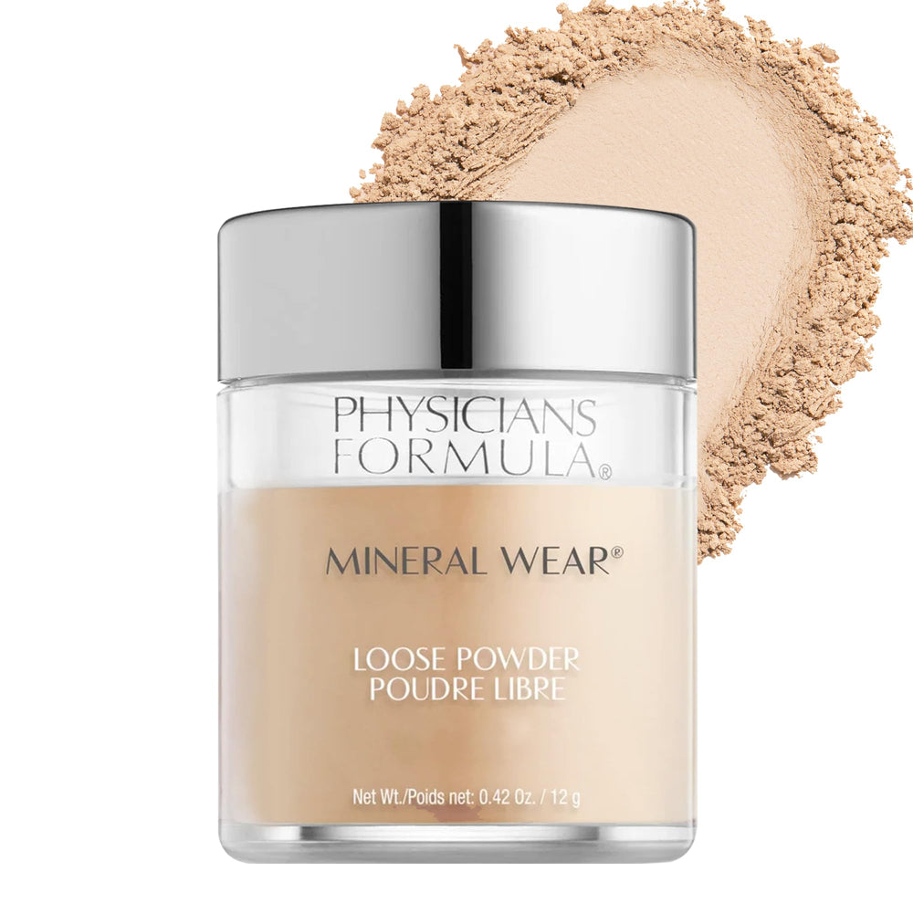 Physicians Formula Mineral Wear Powder packaging showing talc-free, breathable formula.