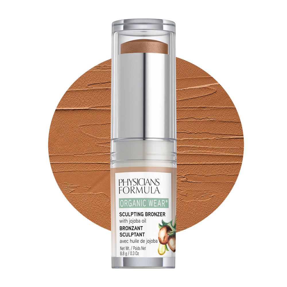 Physicians Formula Organic Wear bronzer stick Toffee swatch for easy blending.