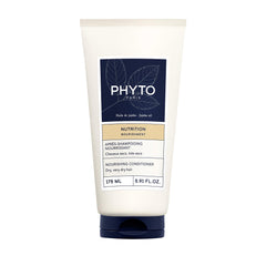 PHYTO Nourishment conditioner bottle offers hydrating detangling for dry hair.