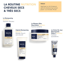 Hair after using PHYTO Nourishment conditioner shows softness and shine.