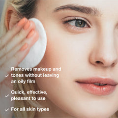 Phytomer Rosee Visage cleansing-lotion cotton pad application shows makeup removal in action.