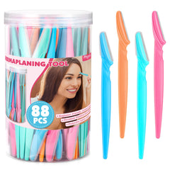 Phyyixs 88-pack eyebrow razors in storage jar for easy grooming on the go.