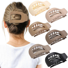 Phyzylvia flat hair clip beige close-up highlighting secure hold for thick or thin hair