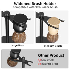 Pickpiff Safety Razor Stand wide openings demonstrate universal fit for razors and brushes