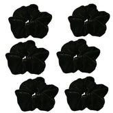 Pidoudou velvet scrunchies black pack six soft bands for gentle hold.