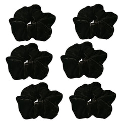 Pidoudou velvet scrunchies black pack six soft bands for gentle hold.