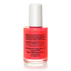 Piggy Paint Drama swatches show bright neon orange shimmer on nails