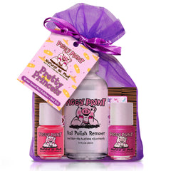 Piggy Paint Pretty Princess polish bottles display two kid-friendly mini shades for easy, mess-free play.