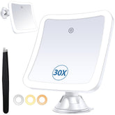 PIMPLEGO magnifying mirror 30x with light for precise makeup application and grooming.