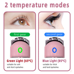 Pinkiou heated eyelash curler two temperature modes for delicate or thick lashes