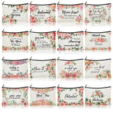 Pinkunn flower canvas makeup bag with floral design for travel organization and daily use.