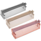 Piriuuo 3Pcs mesh makeup bag pink with breathable nylon for quick access