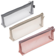 Piriuuo bolsa de maquillaje de malla rosa para organización rápida.