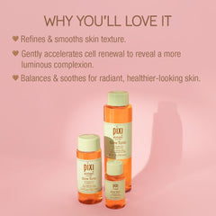 Pixi Glow Tonic on cotton pad application demonstrates easy exfoliation during skincare.
