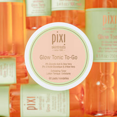 Pixi Glow Tonic to-Go pads close-up for pore-refining exfoliation.