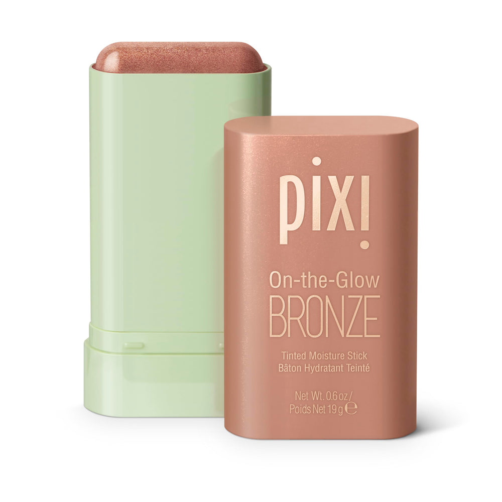 Pixi On-the-Glow Bronze twist-action cap closeup, showcasing portable tinted glow on the go.