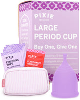 Pixie Cup purple large in use shows comfortable, leak-free wear during workouts and daily activities.