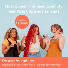 Pixie Cup worn during swimming demonstrates leak-resistant versatility.