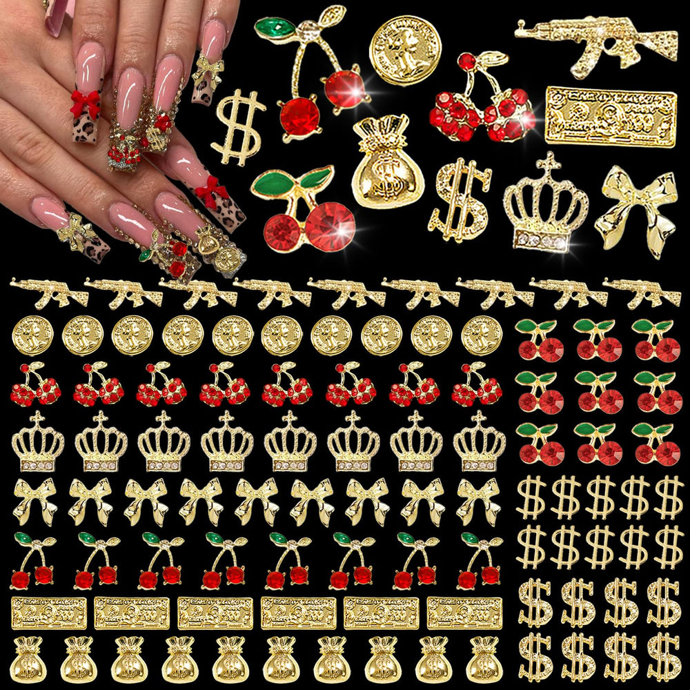 Pizadix gold nail charms with dollars sign add luxe shine for chic nail art