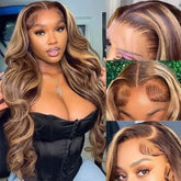 Pizazz ombre highlight lace-front wig 26 inch with versatile daily styling.