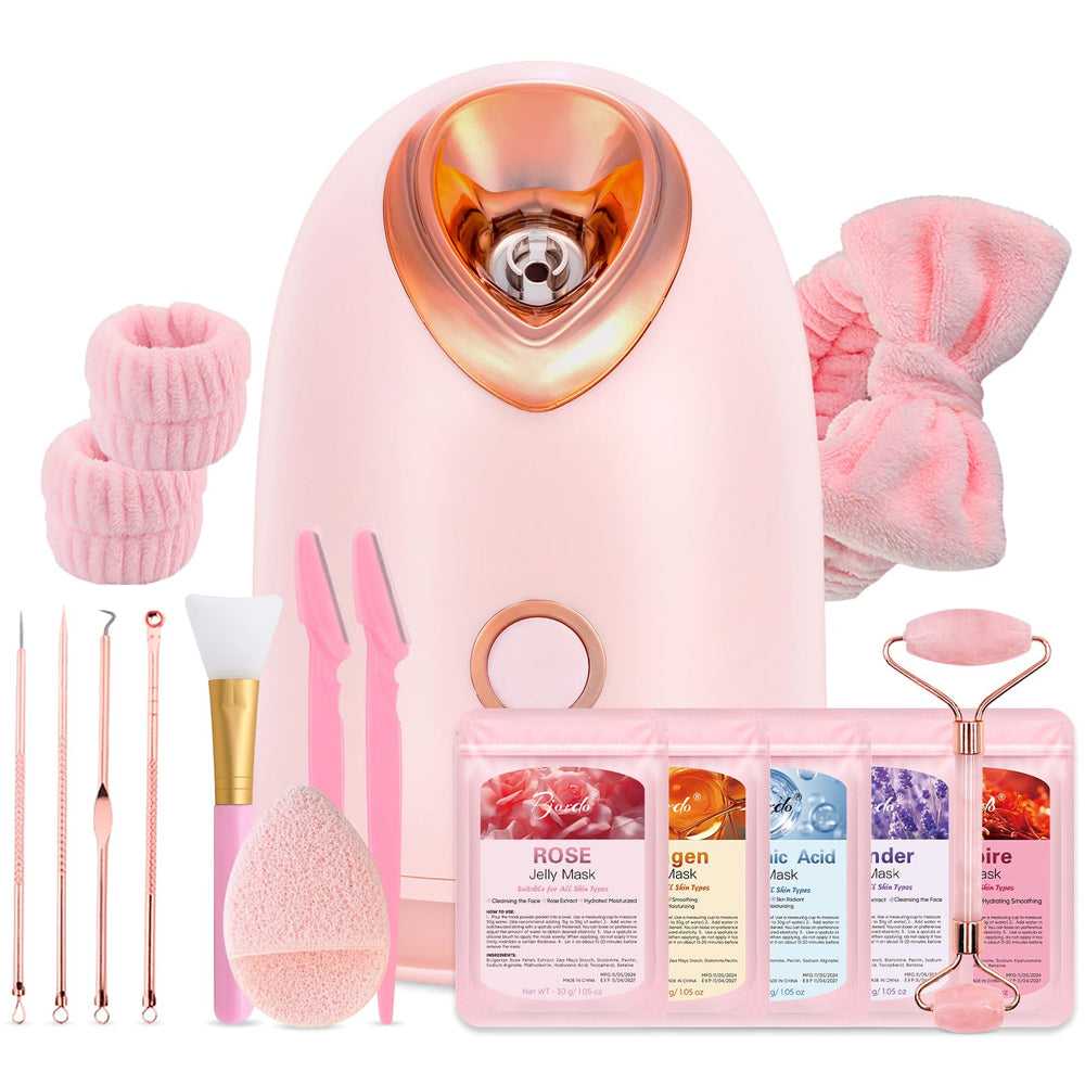Pjordo facial steamer front view highlighting compact home spa device for refreshing deep-clean feel.