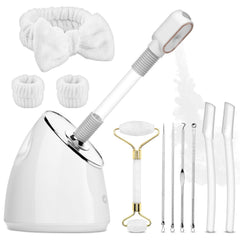 Pjordo facial steamer kit mist close up highlighting deep hydration potential.