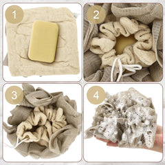 PKRFCJ loofah mesh texture closeup highlights friction for effective cleansing.