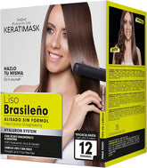 Placenta Life Keratimask Brazilian straightening kit packaging for home use.