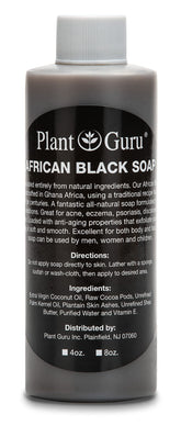 Plant Guru African Black Soap Liquid 4oz bottle ready for daily cleansing and skincare.