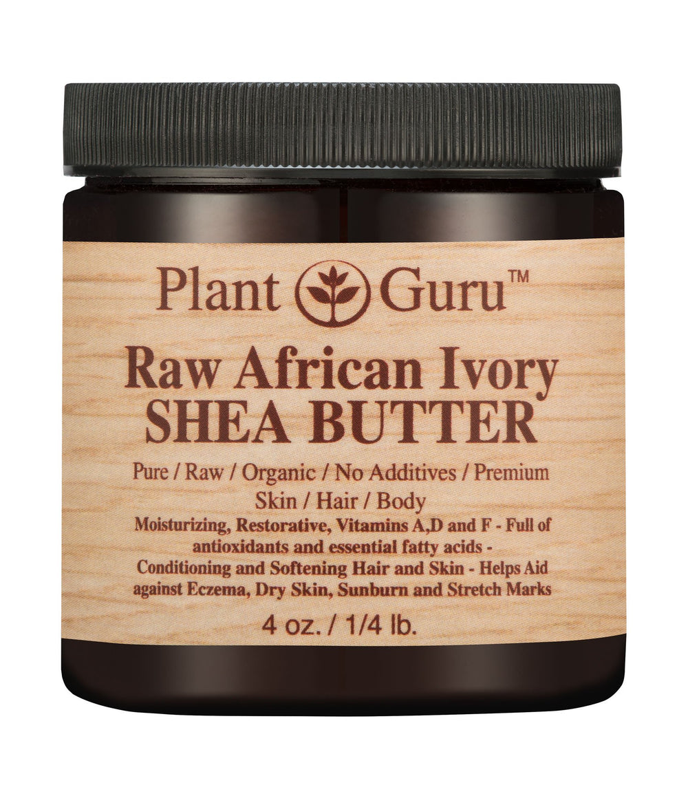 Plant Guru African Shea Butter raw ivory 4 oz jar for rich moisturization