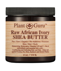 Plant Guru African Shea Butter raw ivory 4 oz jar for rich moisturization