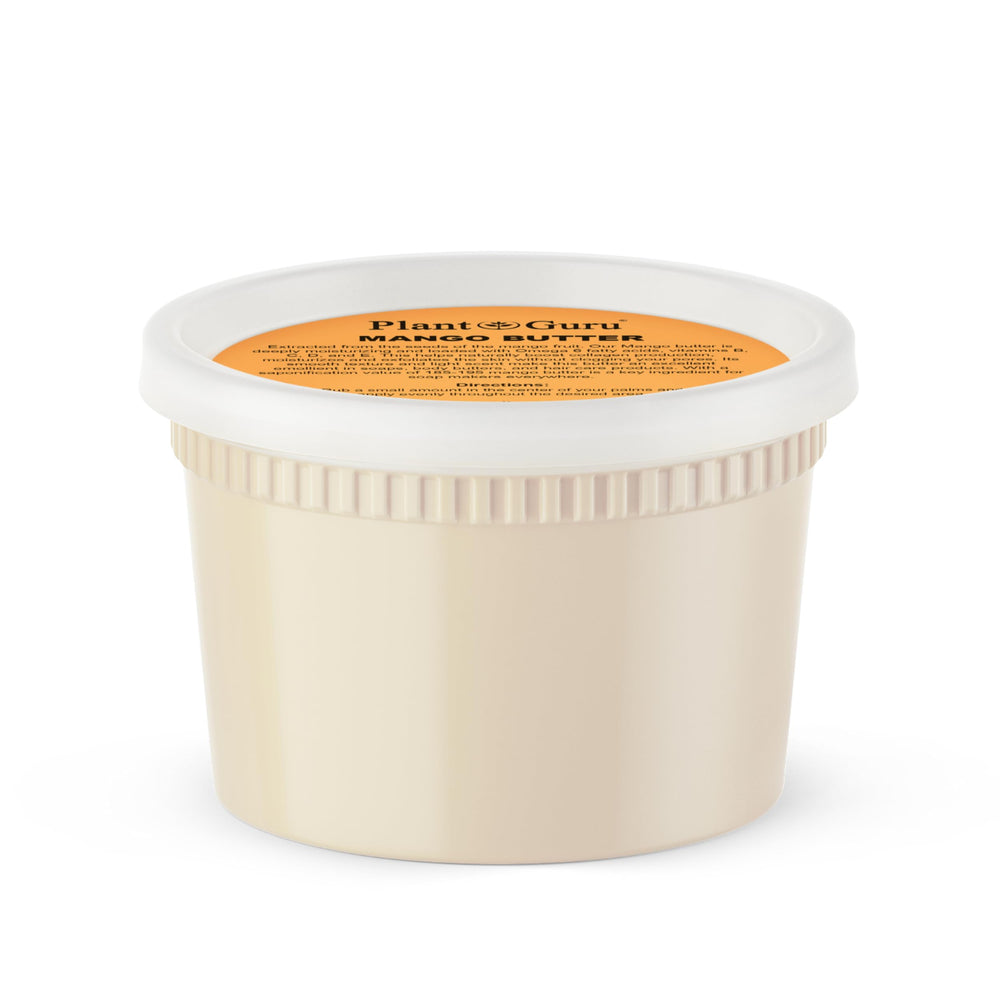 Plant Guru Raw Mango Butter jar closeup showing rich texture for skin care