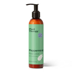 Plant Therapy Peppermint Body Lotion bottle for daily hydration and cooling comfort.