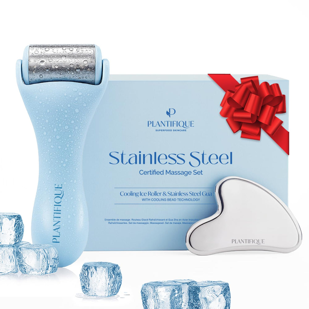 Plantifique facial ice roller top view for cooling and puffiness relief.
