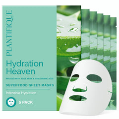 PLANTIFIQUE facial sheet mask hydration pack for a rapid moisture boost.