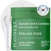 PLANTIFIQUE Korean Glycolic Acid Toner Pads close-up showing gentle exfoliation for smoother skin