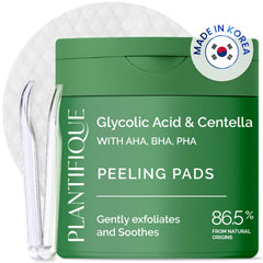 PLANTIFIQUE Korean Glycolic Acid Toner Pads close-up showing gentle exfoliation for smoother skin