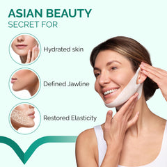 PLANTIFIQUE V-Line Collagen Mask chin-strap wear supports jawline contouring during use.