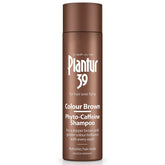 Plantur 39 Color Brown Shampoo bottle demonstrates color-safe cleansing for brown hair.
