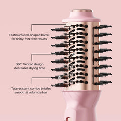 PLAVOGUE mini dual voltage hair dryer brush compact size demonstrates space-saving styling tool