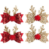 Playful Cat Christmas bow clip with 3D layered design for festive hair styling