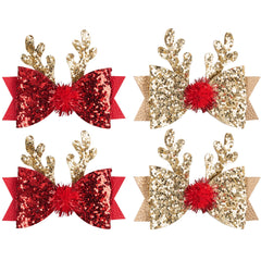 Playful Cat Christmas bow clip with 3D layered design for festive hair styling