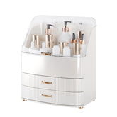 Plukers makeup organizer with transparent lid for easy viewing and quick access.