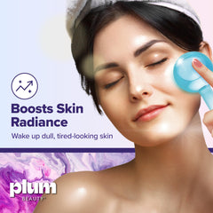 Plum Beauty Facial Ice Globes under-eye-use demonstrates targeted cooling for puffiness and tired looking skin.