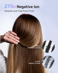 PLUZZ ionic technology balances static for smoother, shinier hair