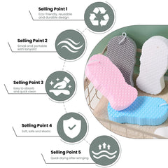 PMLQZA eco-friendly materials on a durable, reusable scrubber.