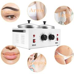 Podoy wax warmer double-pot side angle showcasing compact salon-ready design.