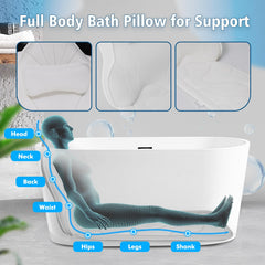 Poemland bath pillow 3D air mesh detail emphasizes quick-drying breathable design after baths.