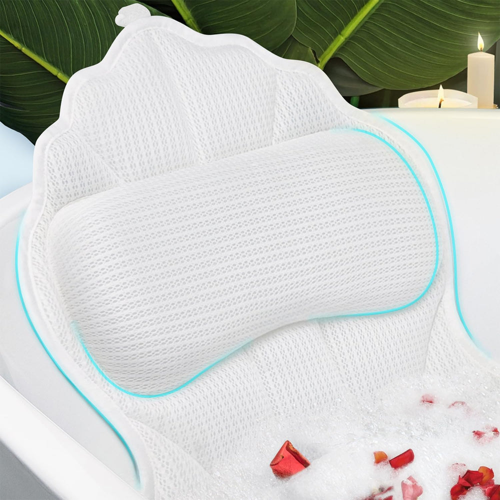 Poemland bath pillow 4D mesh material provides breathable comfort during a soothing soak